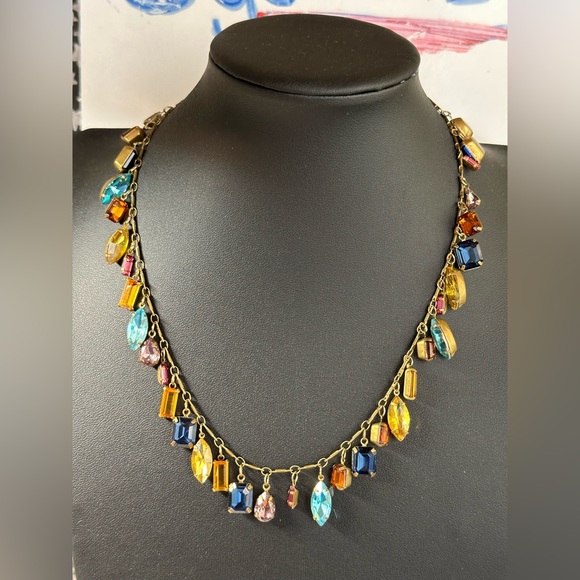 Serafina Jewel tone multicolor Necklace Plus matching clip earrings. - Picture 1 of 5